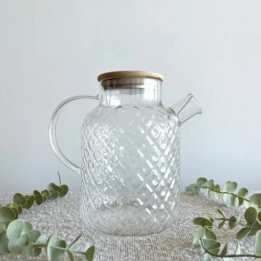 Pineapplejug Glass Pitcher, Teapot, Borosilicate, with Strainer