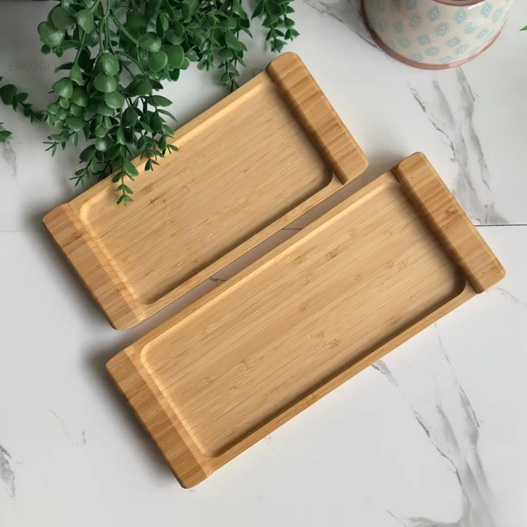Bambu Dikey Tepsi Seti, Bambu Kulplu, 2'li Set