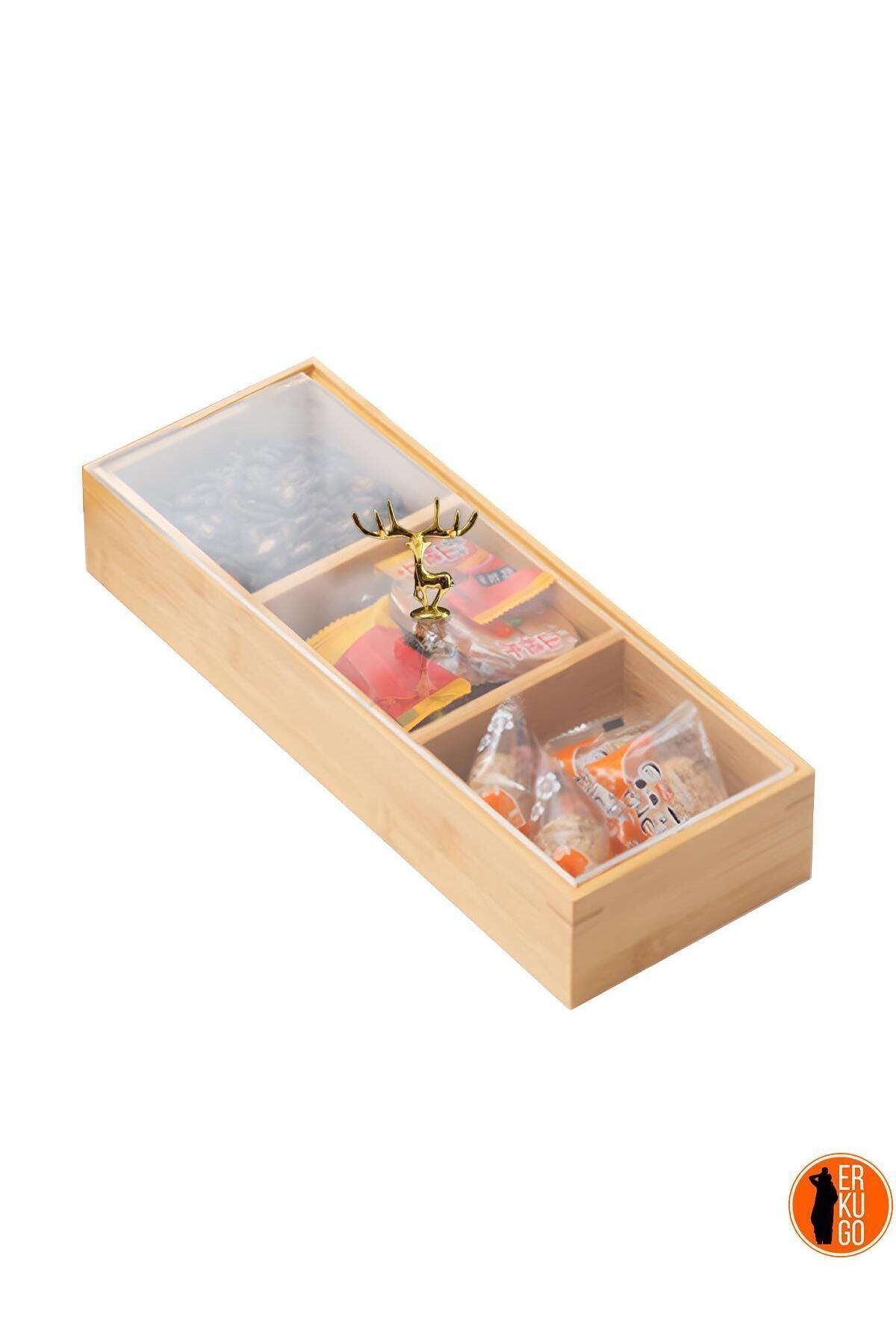 Bambu Dekoratif Kutu 3 Gözlü, Geyik Figürlü