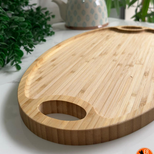 Bambu Oval Kulplu Sunum Tepsisi, Kahvaltı Tabağı