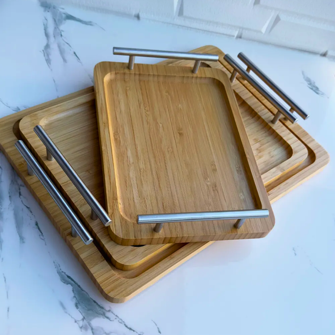 Bambu Metal Kulplu Prime Tepsi 3'lü Set