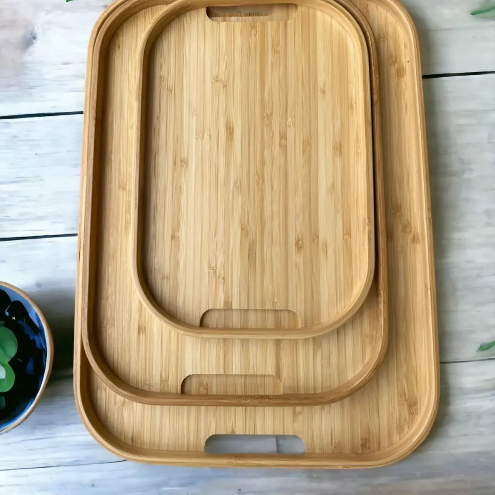 Bamboo Scandinavian Tray Set, Rectangular