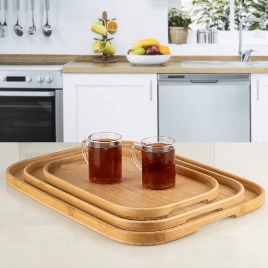 Bamboo Scandinavian Tray Set, Rectangular
