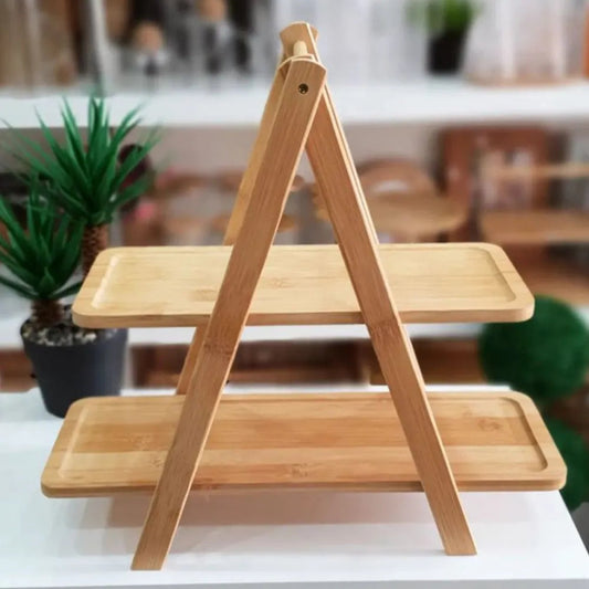 Bambu Sunum Standı, 2 Katlı, Dikdörtgen Hazneli