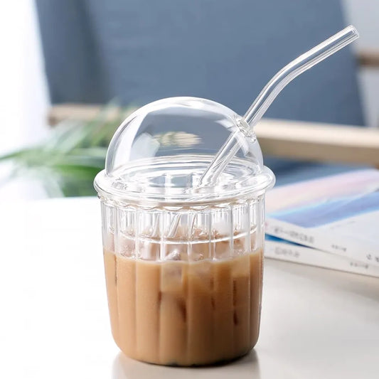 Ice Mocha Glass, Glass Lid, Borosilicate