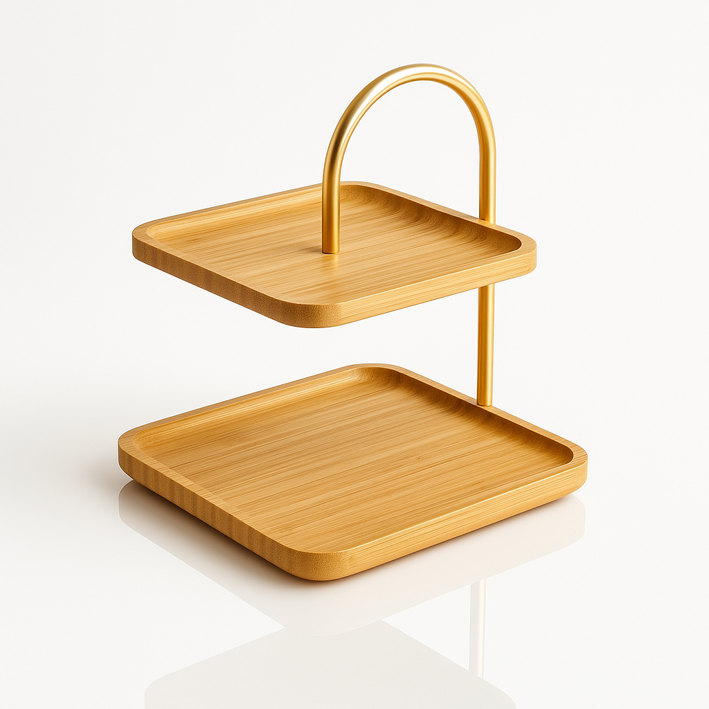 Bambu Luxe Sunum Standı , 2 Katlı, Dekoratif