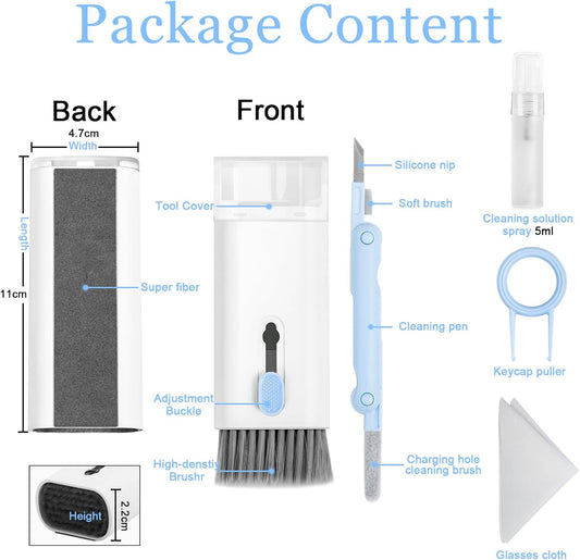 7 Fonksiyonlu Telefon, AirPods, Bluetooth Kulaklık, Klavye ve Ekran Temizleme Kiti