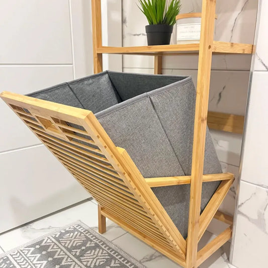 Bamboo Dirty Basket Cabinet, 3 Tiers, Laundry Basket, Bathroom Cabinet