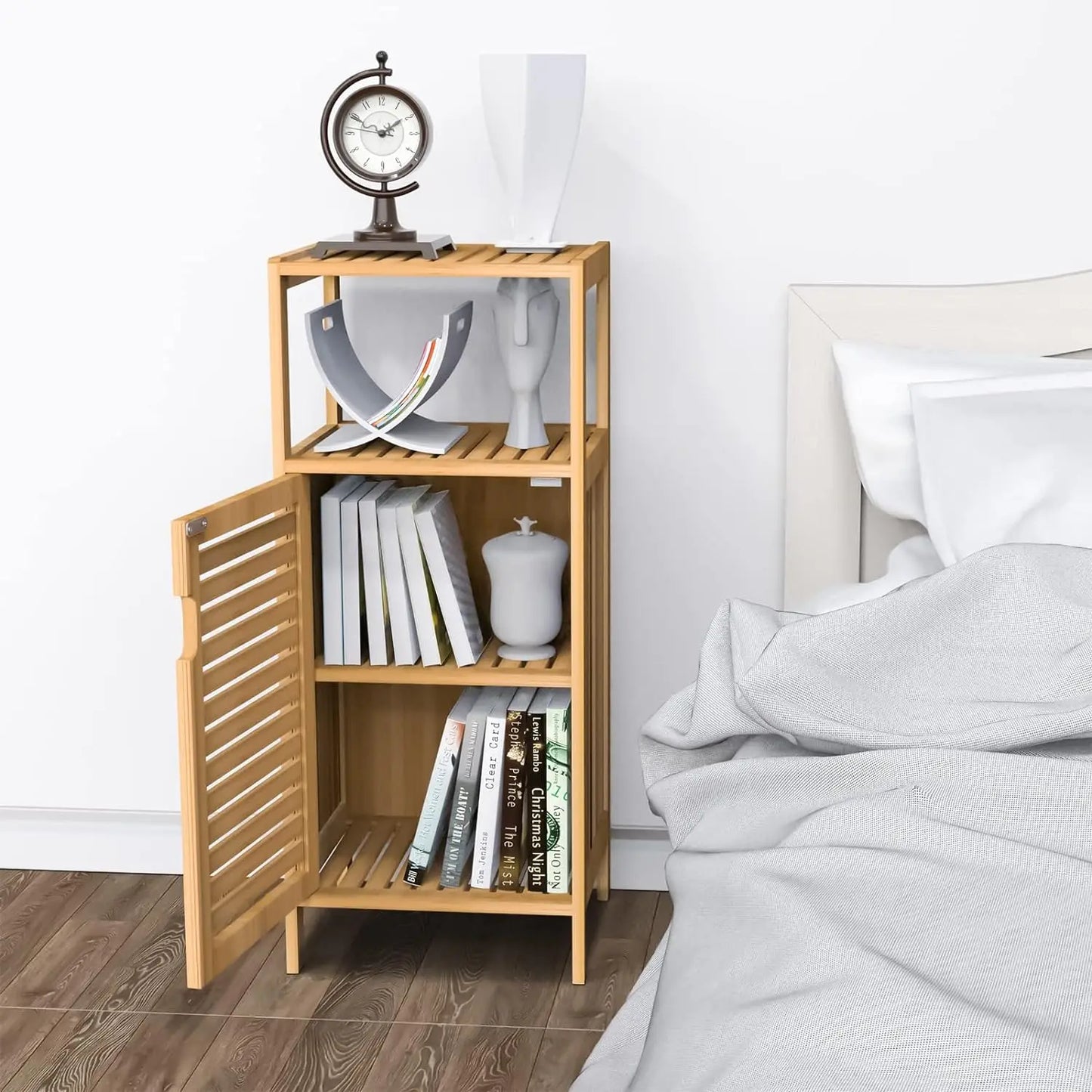 Bambu Kapaklı Dolap, 2 Katlı, Organizer Dolap, Banyo Dolabı
