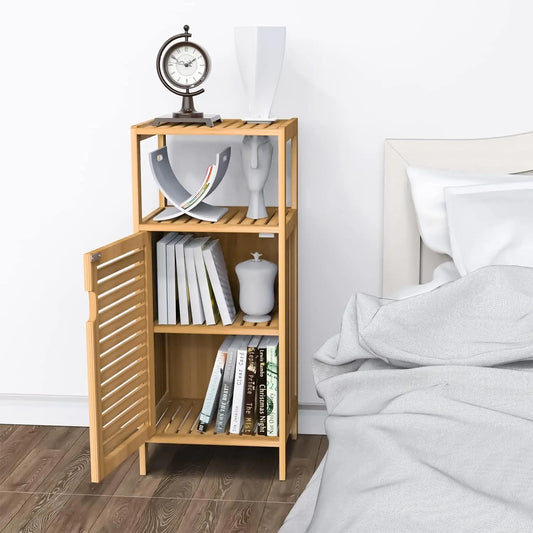 Bamboo Covered Cabinet, 2 Storey, Organizer Cabinet, Bathroom Cabinet