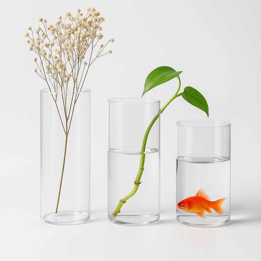 3 Piece Glass Vase & Cylinder Candle Holder Set