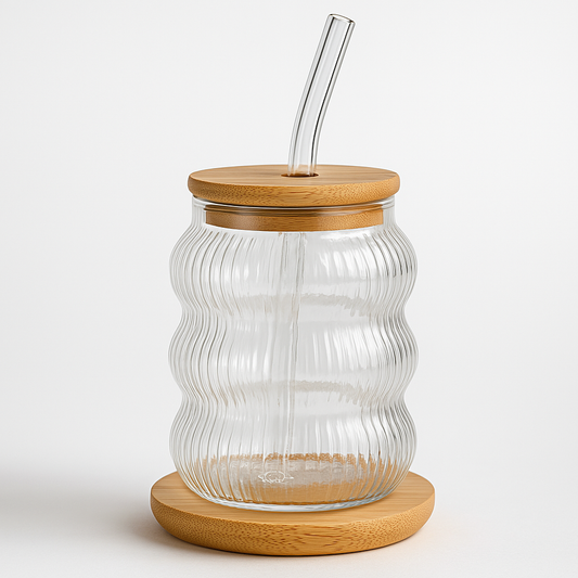 Ripple Presentation Glass, Bamboo Lid, Borosilicate
