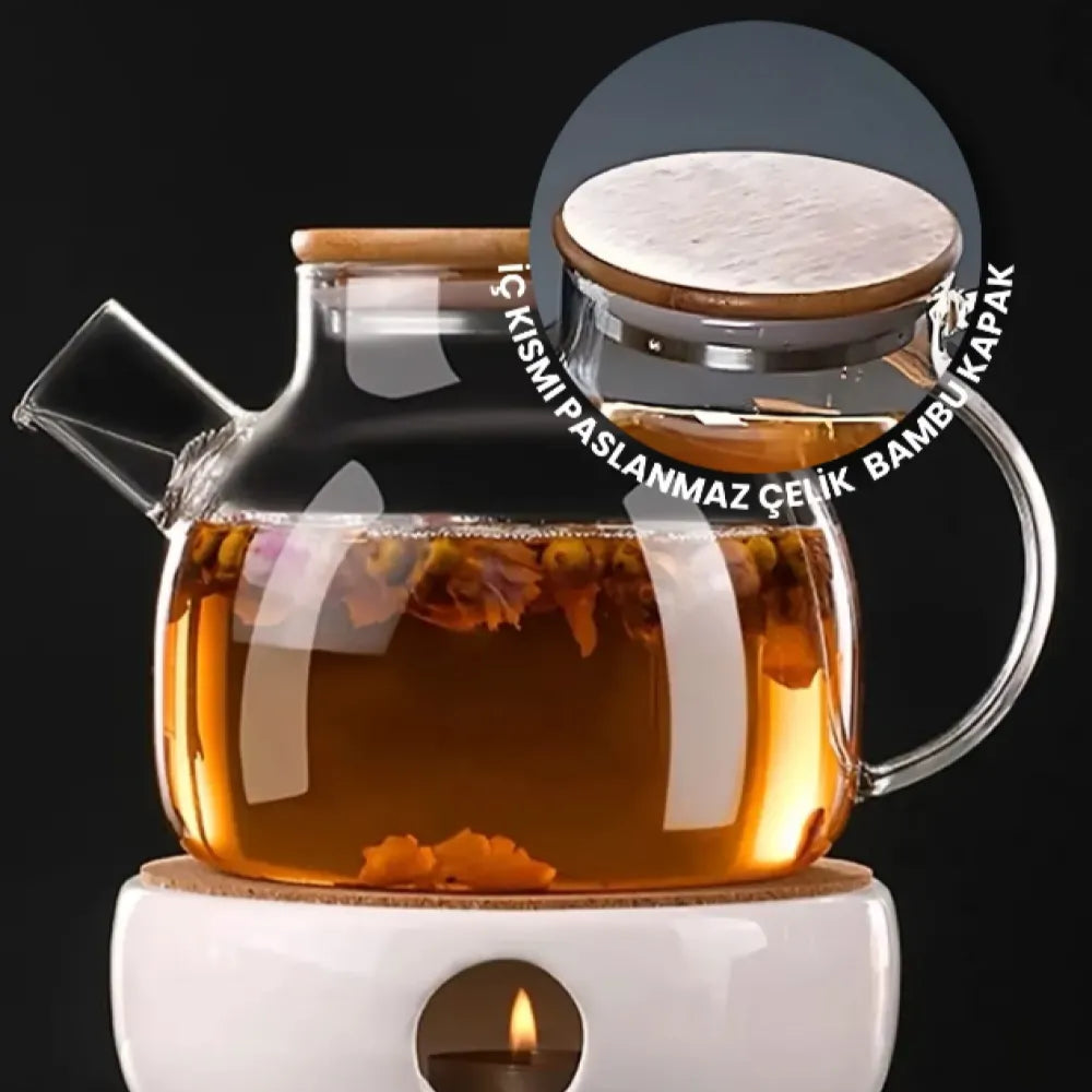Teapot Cam Demlik, Borosilikat, Süzgeçli