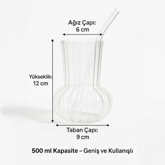 Minimal Borosilikat Cam Vazo & Bardak, 500 ml Ters Mantar Model, Isıya Dayanıklı Çok Amaçlı Tasarım