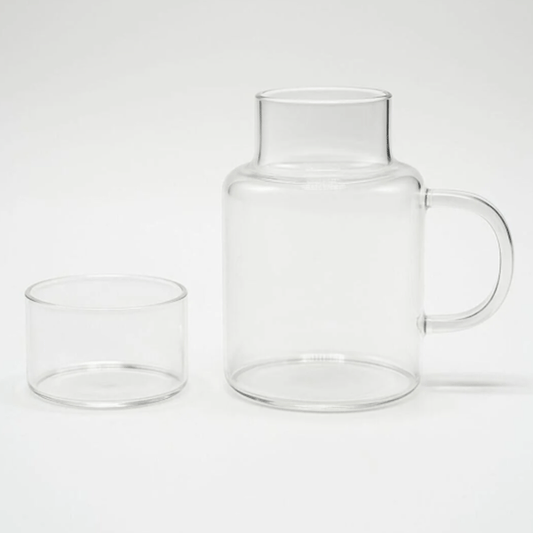 Borosilikat Cam Başucu Sürahi ve Bardak – 2'si 1 Arada Kapaklı Tasarım 600ml