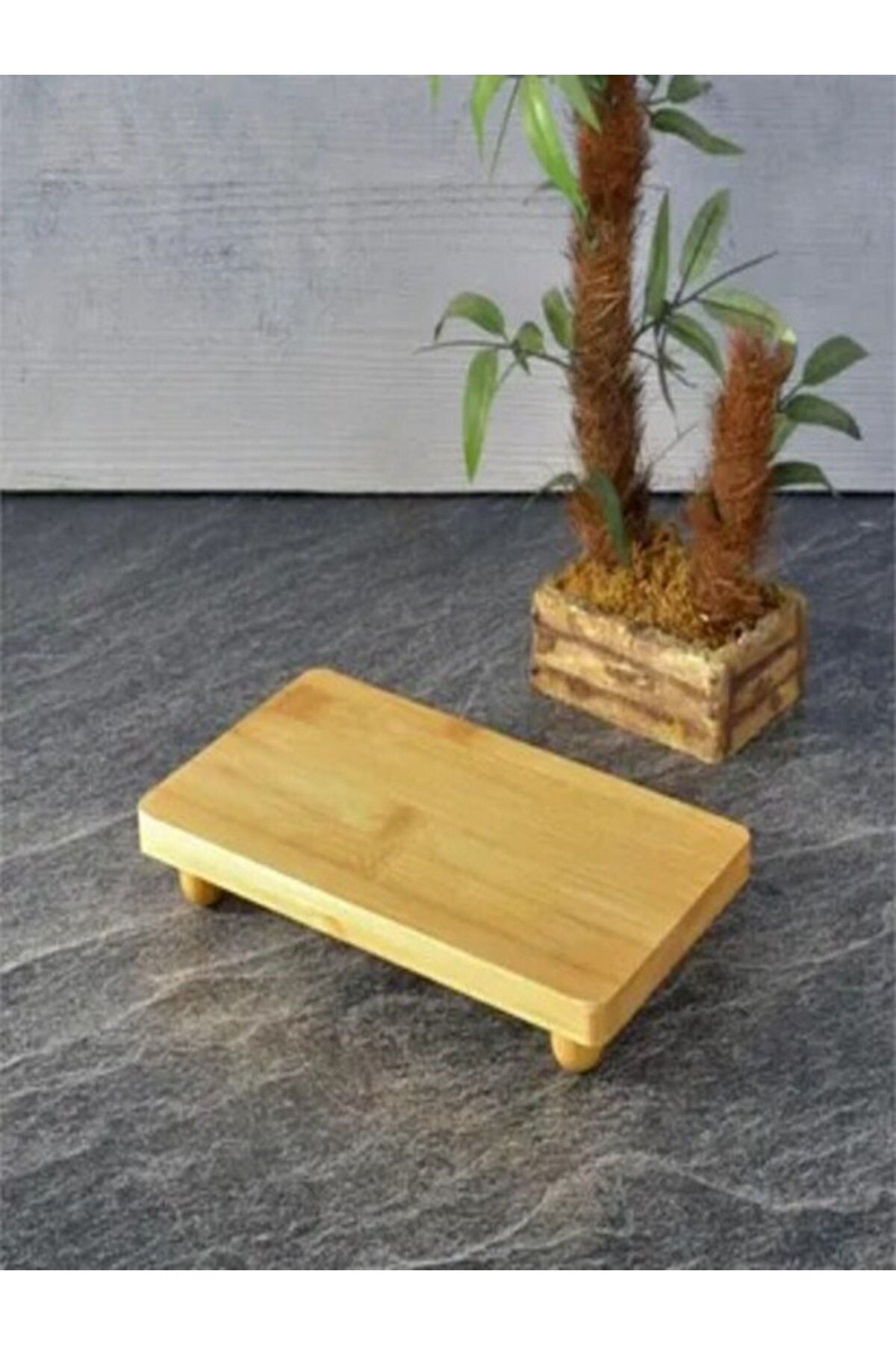 Bambu Top Ayaklı Dikdörtgen Düz Stant, Bambu Sunumluk (30x20)