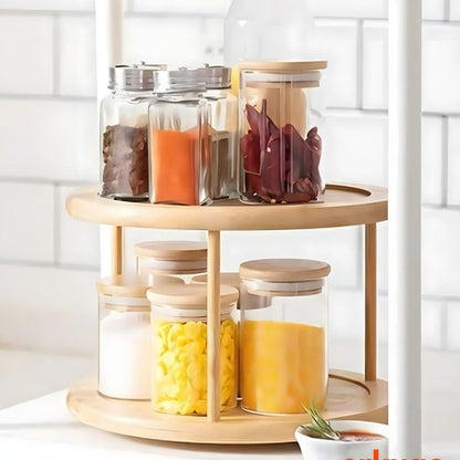 Bamboo Spice Stand, 360° Rotatable, 2 Tiers
