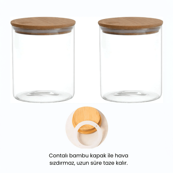 12'li Baharatlık Seti, 200ml Vakumlu Bambu Kapaklı - erkugo. dekoratif, işlevsel.