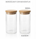 12'li Vakumlu Bambu Kapaklı Cam Baharatlık Seti (300 ml) - erkugo. dekoratif, işlevsel.