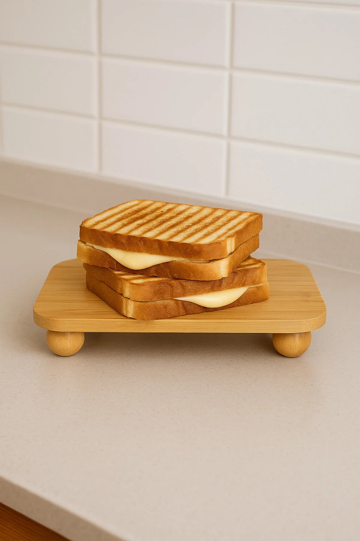 Bambu Top Ayaklı Dikdörtgen Düz Stant, Bambu Sunumluk (30x20)