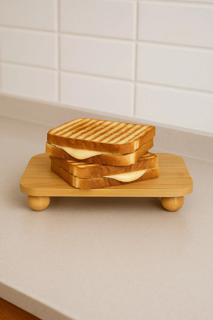 Bambu Top Ayaklı Dikdörtgen Düz Stant, Bambu Sunumluk (30x20)