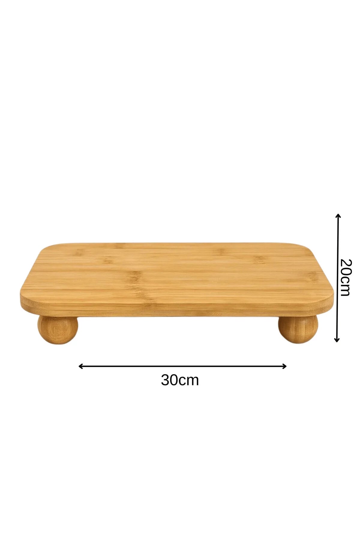 Bambu Top Ayaklı Dikdörtgen Düz Stant, Bambu Sunumluk (30x20)
