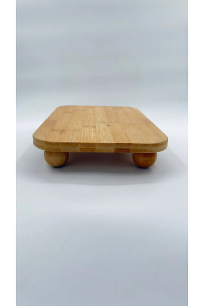 Bambu Top Ayaklı Dikdörtgen Düz Stant, Bambu Sunumluk (30x20)