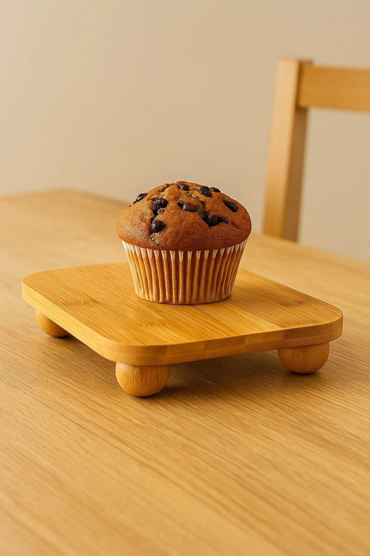 Bambu Top Ayaklı Kare Stant, Bambu Sunumluk (25cm)