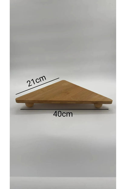Bambu Top Ayaklı Üçgen Stant, Bambu Sunumluk (21x40)