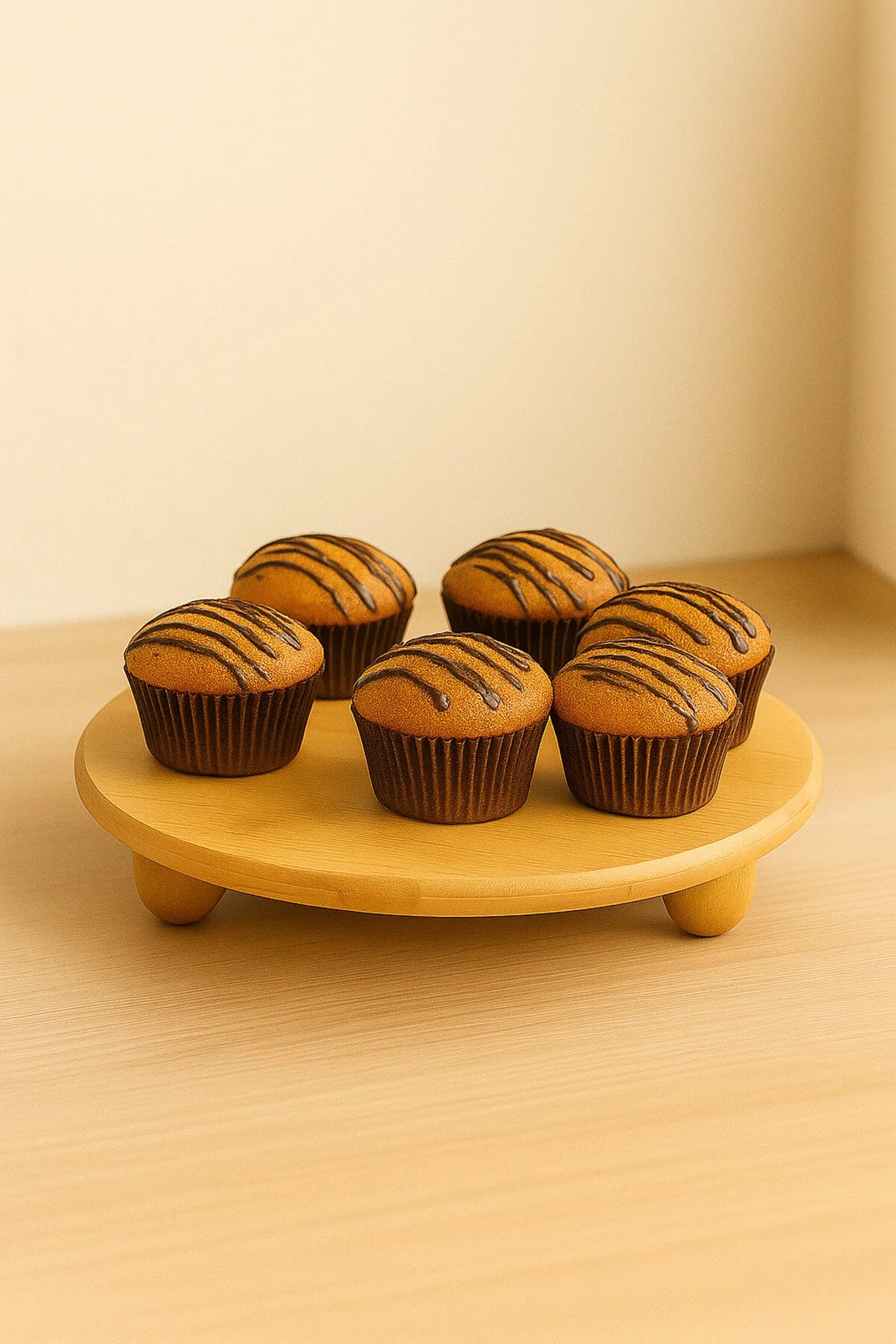 Bambu Top Ayaklı Oval Sunum Standı, Yuvarlak Sunum Tabağı (24CM)