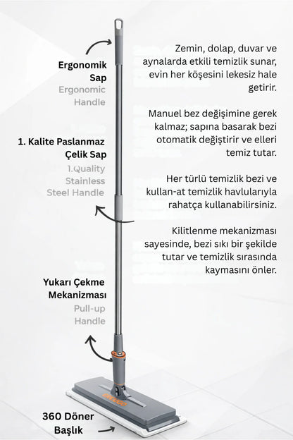 One Touch Mop, Otomatik Bez Kilitleme Mekanizmalı Kolay Mop