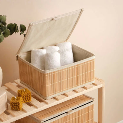 Bambu Kapaklı Saklama Kutusu, 3'lü Set, Organizer