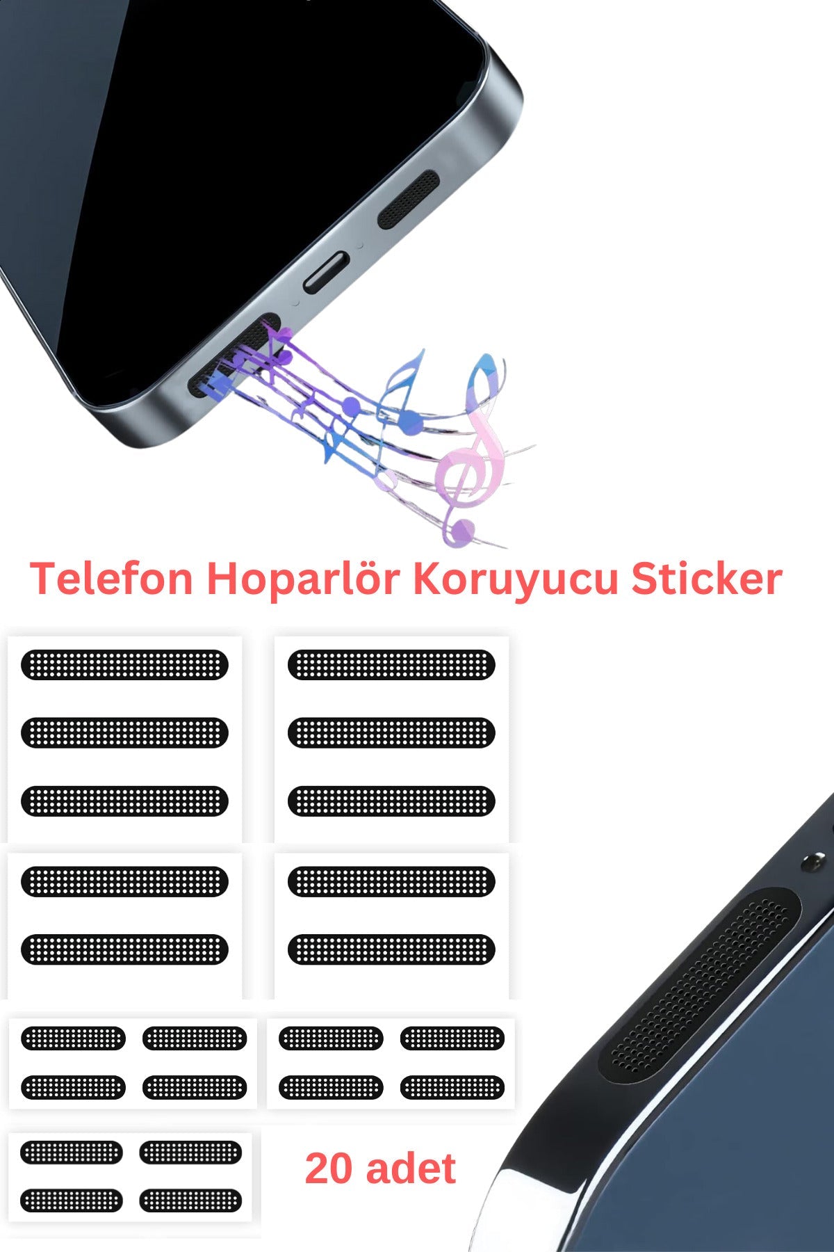20 Adet Cep Telefonu Hoparlör Için Toz Önleyici Sticker, Apple Hoparlör Koruyucu Sticker - erkugo. dekoratif, işlevsel.