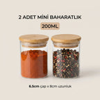 2'li Vakumlu Bambu Kapaklı Cam Baharatlık Seti (200 ml) - erkugo. dekoratif, işlevsel.