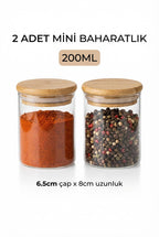 2'li Vakumlu Bambu Kapaklı Cam Baharatlık Seti (200 ml) - erkugo. dekoratif, işlevsel.