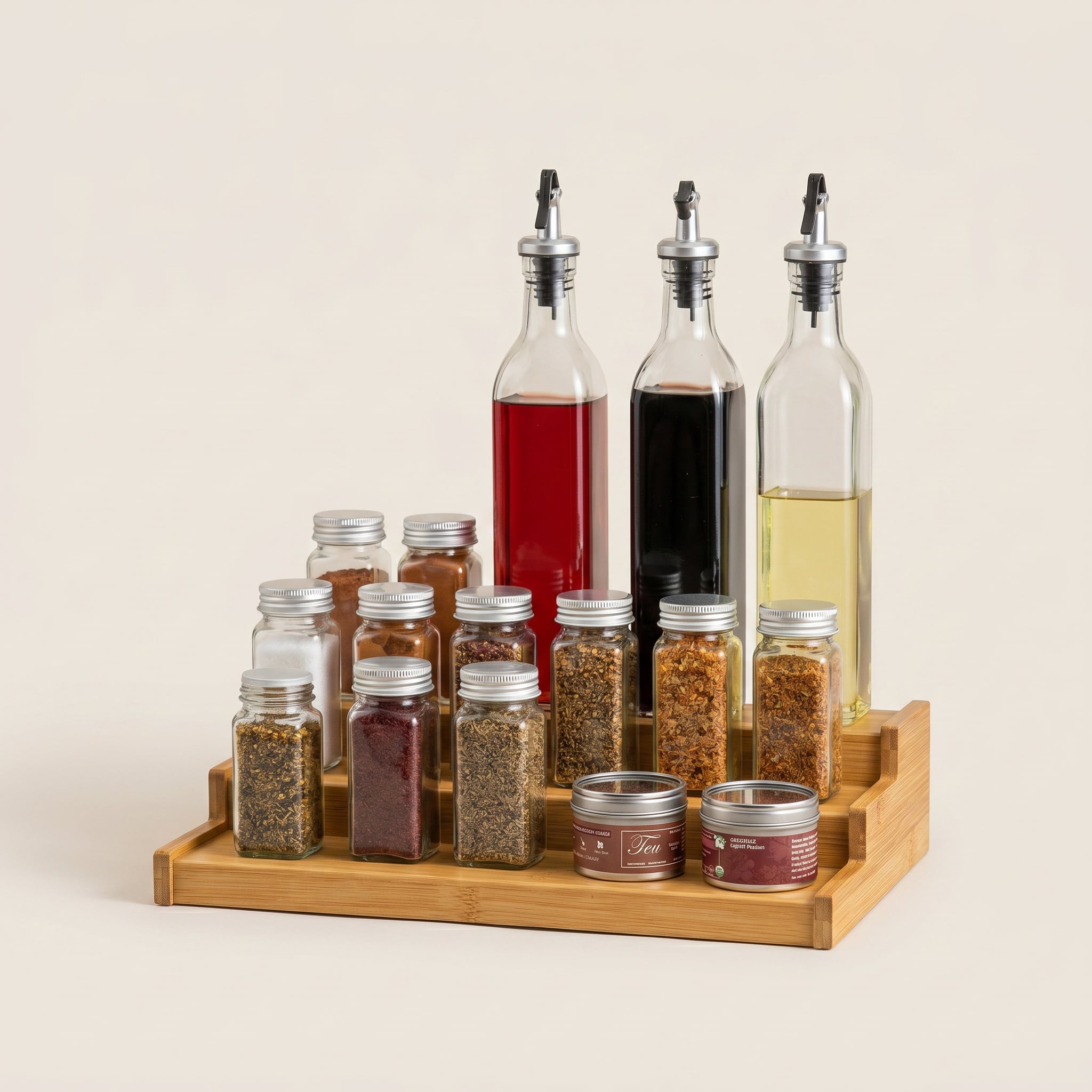 3 Katlı Bambu Stand Organizer, Baharatlık Düzenleyici - erkugo. dekoratif, işlevsel.