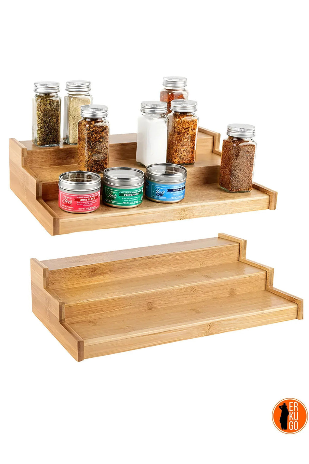 3 Katlı Bambu Stand Organizer, Baharatlık Düzenleyici - erkugo. dekoratif, işlevsel.
