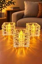2 Adet Küp Şekilli Mini LED Mum 5 cm Pilli Dekoratif Işıklı Mum