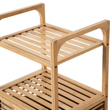 Bambu Kirli Sepetli Dolap, 2 Katlı, Çamaşır Sepeti, Banyo Dolabı