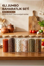 6'lı Vakumlu Bambu Kapaklı Cam Kavanoz Seti 850 ml – King Boy - erkugo. dekoratif, işlevsel.