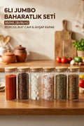 6'lı Vakumlu Bambu Kapaklı Cam Kavanoz Seti 850 ml – King Boy - erkugo. dekoratif, işlevsel.