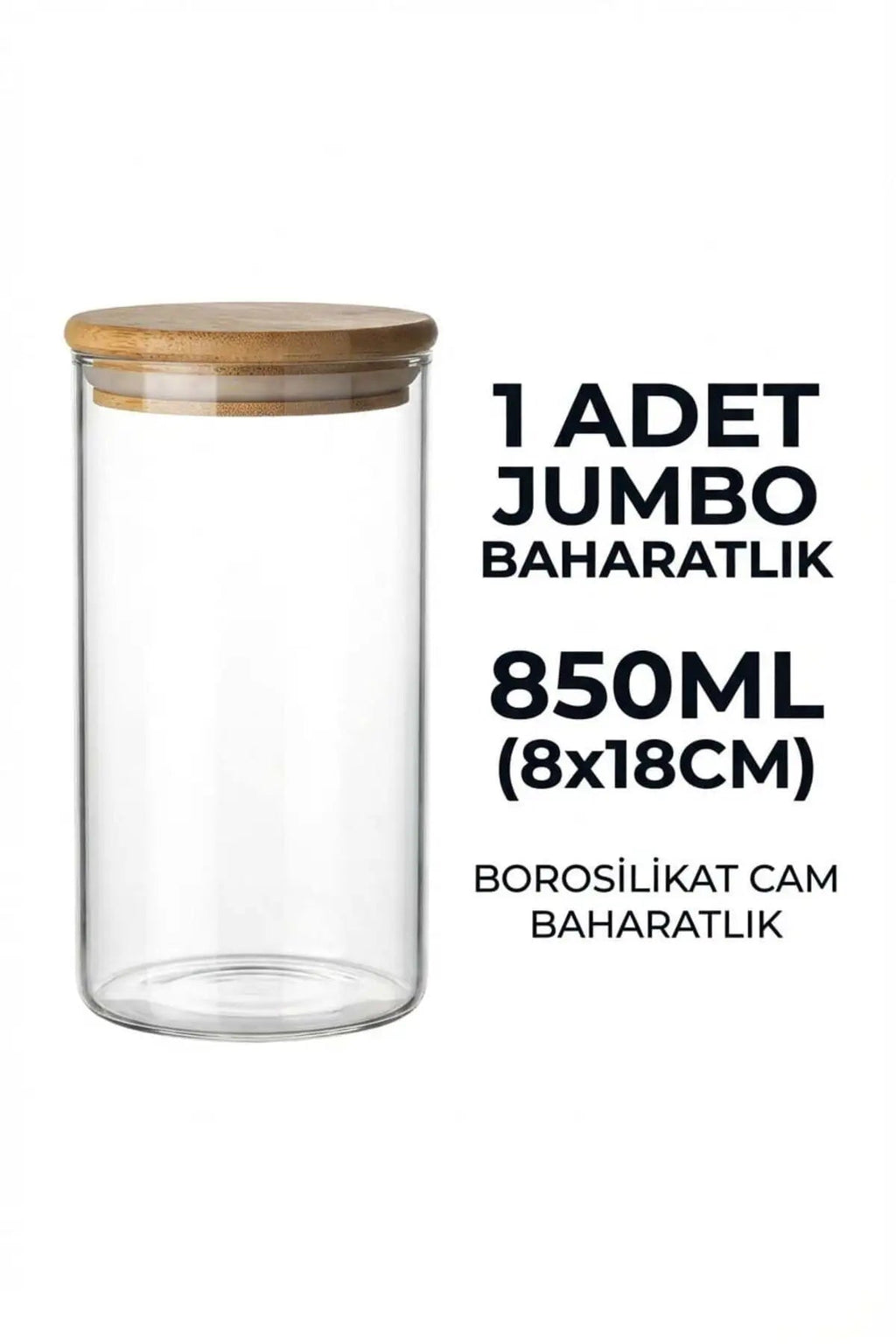 6'lı Vakumlu Bambu Kapaklı Cam Kavanoz Seti 850 ml – King Boy - erkugo. dekoratif, işlevsel.