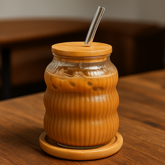 Ripple Presentation Glass, Bamboo Lid, Borosilicate
