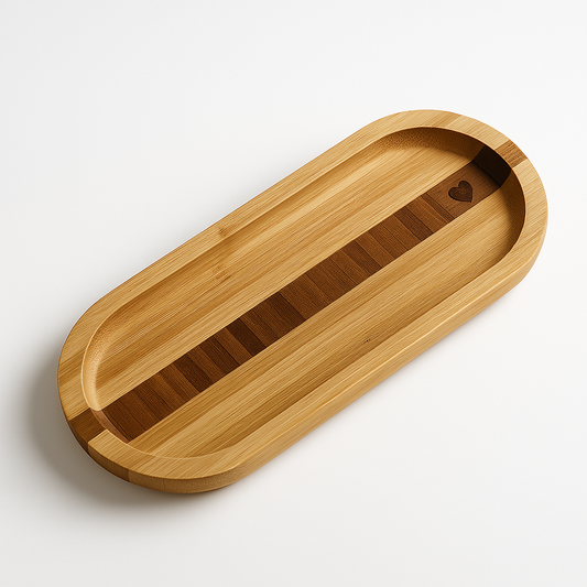 Bamboo Serving Plate, Heart Detail, Snack Plate