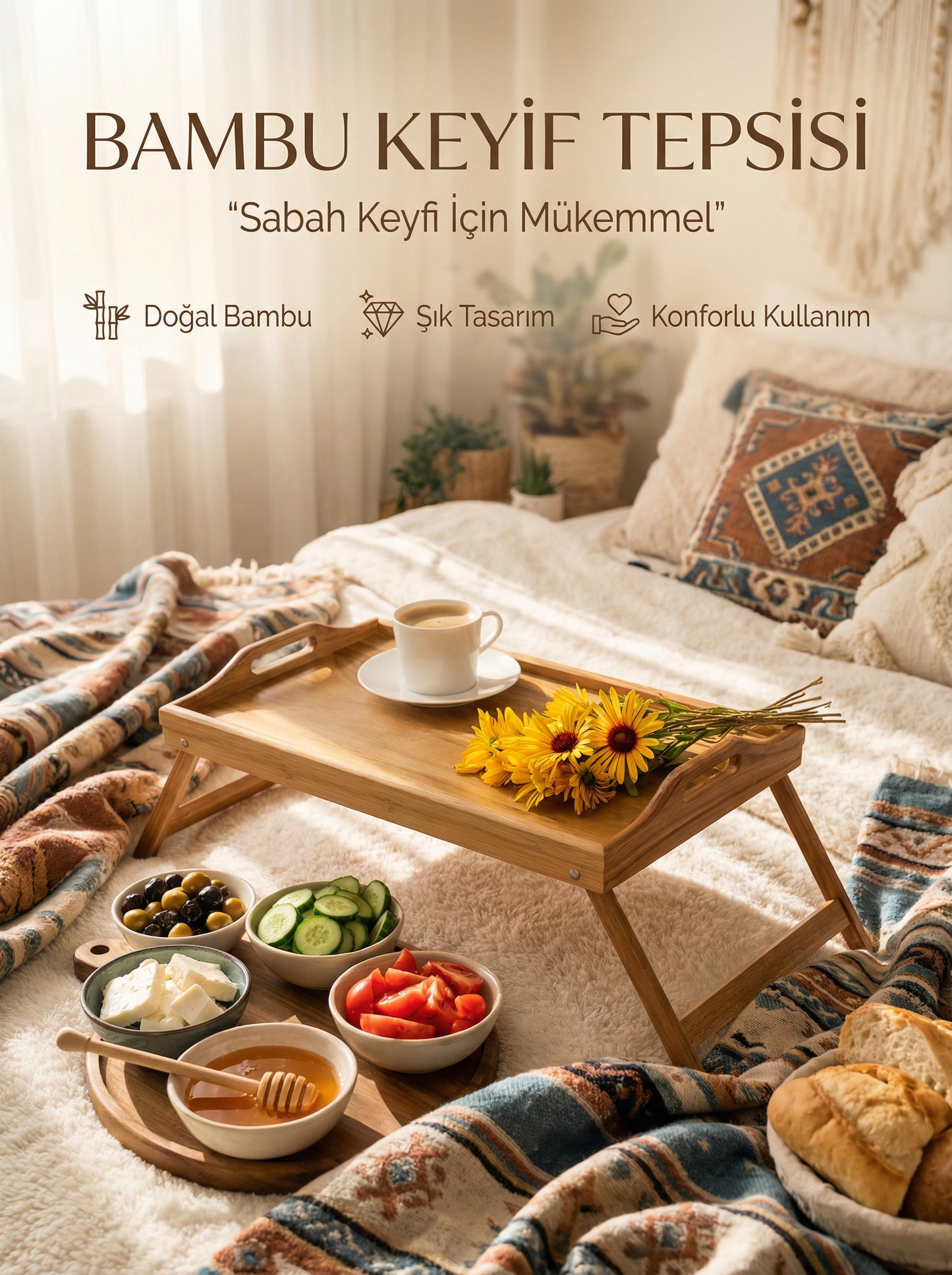 Bambu Katlanır Ayaklı Tepsi, Keyif Tepsisi