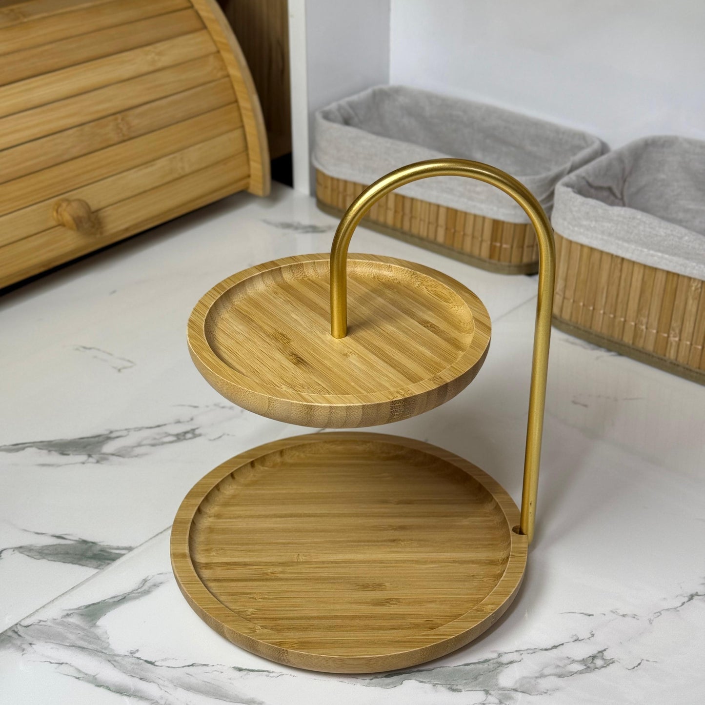 Bambu Luxe Sunum Standı , 2 Katlı, Dekoratif