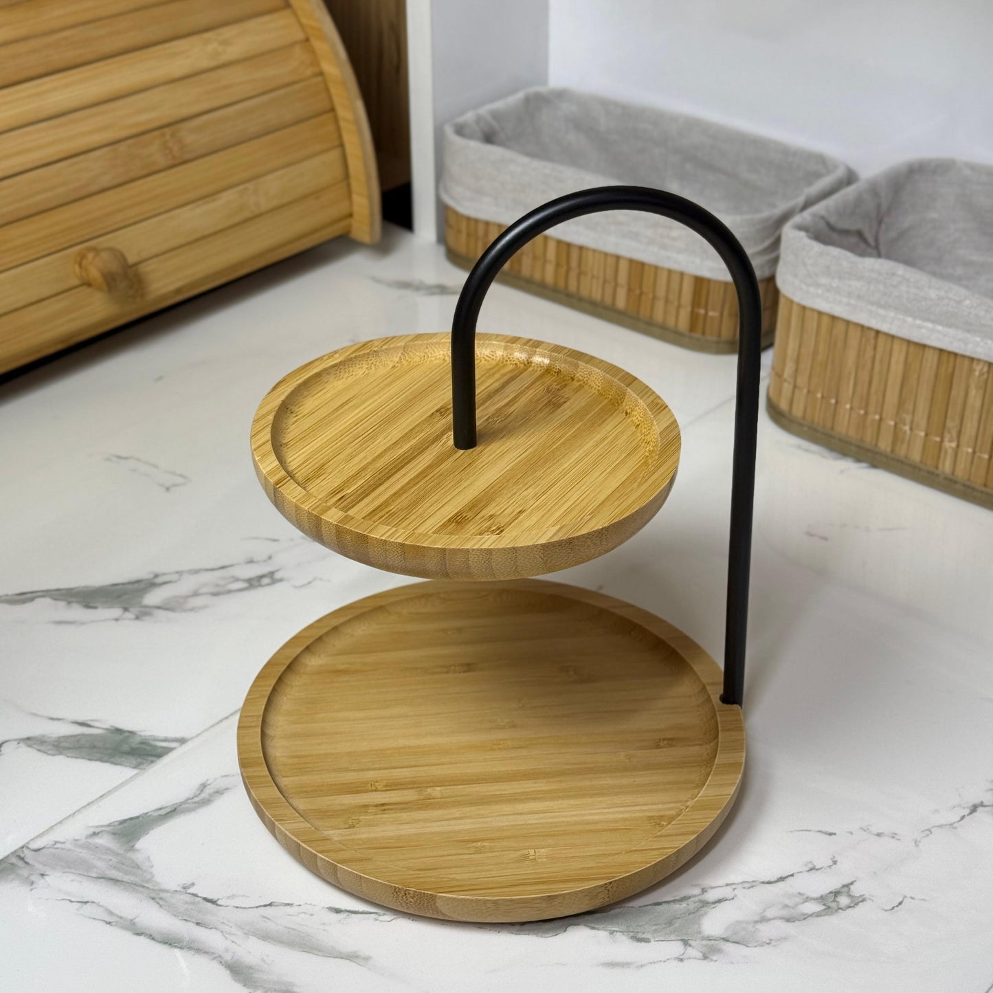 Bambu Luxe Sunum Standı , 2 Katlı, Dekoratif
