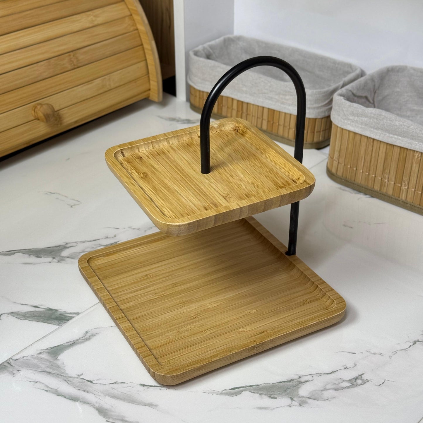 Bambu Luxe Sunum Standı , 2 Katlı, Dekoratif