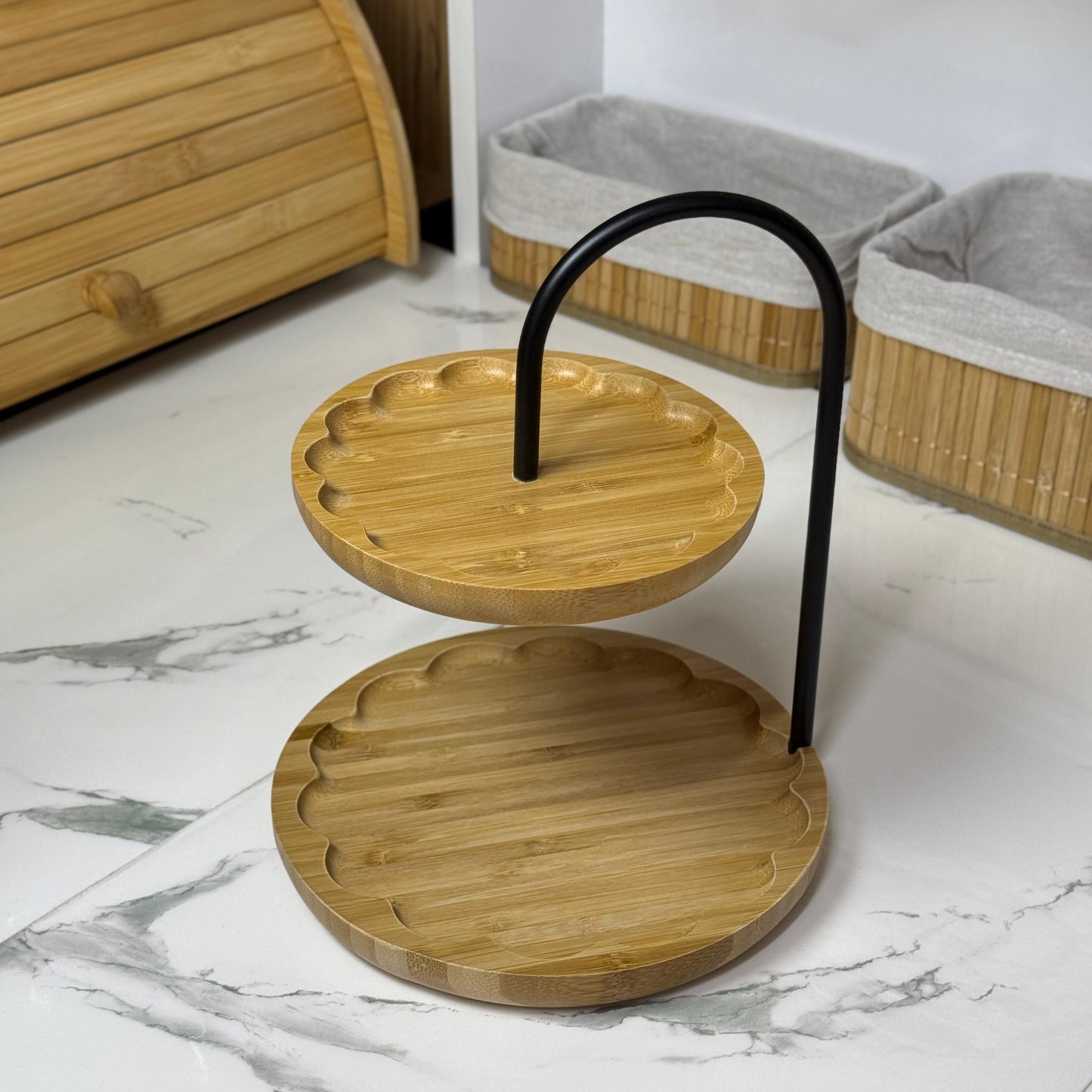 Bambu Luxe Sunum Standı , 2 Katlı, Dekoratif