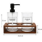 Akasya Stantlı Tumbler Cam Sabunluk ve Diş Fırçalık Seti, Banyo Sıvı Sabunluk 430ml - erkugo. dekoratif, işlevsel.